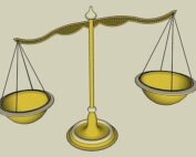 Gold scales of justice
